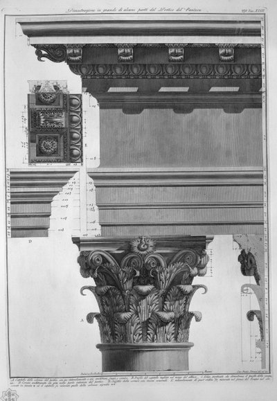 Darstellung einiger Teile des Portikus des Pantheons von Francesco Piranesi